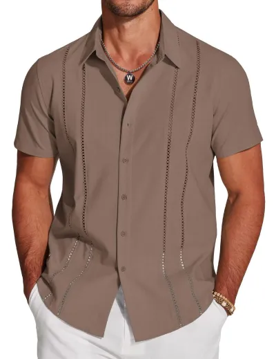 Men'S Fashion Casual Printed Lapel Short Sleeve Shirt