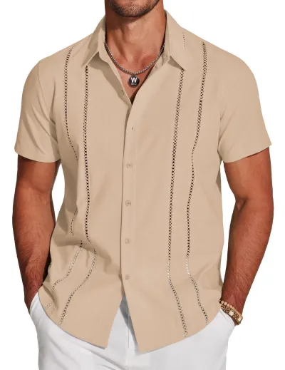 Men'S Fashion Casual Printed Lapel Short Sleeve Shirt