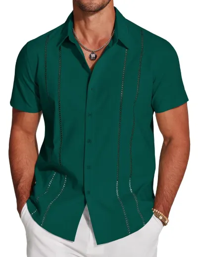Men'S Fashion Casual Printed Lapel Short Sleeve Shirt