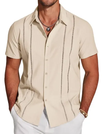 Men'S Fashion Casual Printed Lapel Short Sleeve Shirt