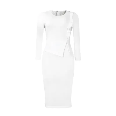 Women Fashion Elegant Solid Color Long-Sleeve Slim-Fit African Dress