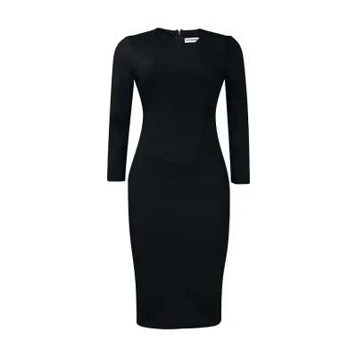 Women Fashion Elegant Solid Color Long-Sleeve Slim-Fit African Dress