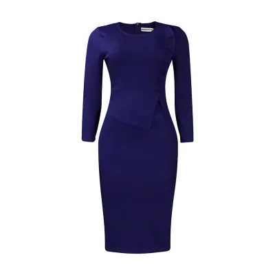 Women Fashion Elegant Solid Color Long-Sleeve Slim-Fit African Dress