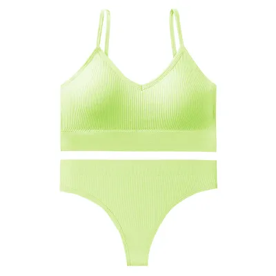 Women Basic Sport Solid Color Bra And Panties Lingerie Set