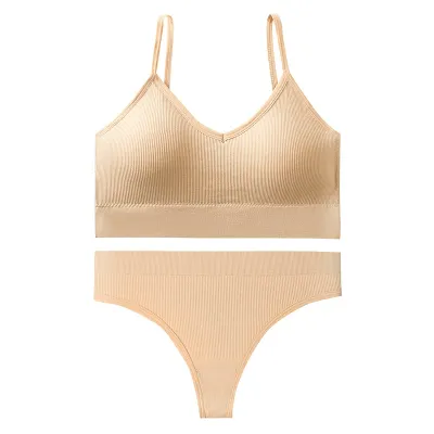 Women Basic Sport Solid Color Bra And Panties Lingerie Set