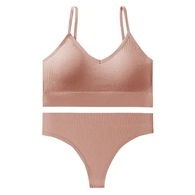Women Basic Sport Solid Color Bra And Panties Lingerie Set