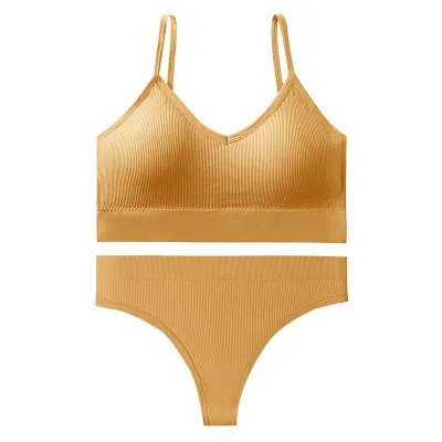 Women Basic Sport Solid Color Bra And Panties Lingerie Set