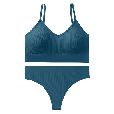 Women Basic Sport Solid Color Bra And Panties Lingerie Set