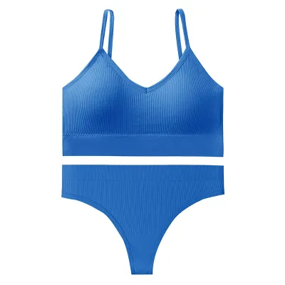 Women Basic Sport Solid Color Bra And Panties Lingerie Set