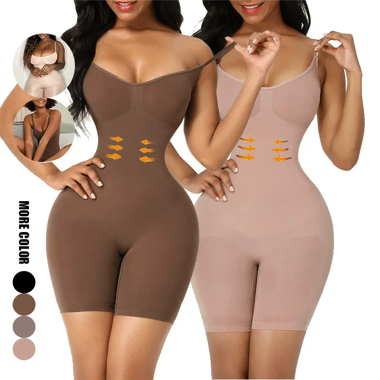 Women Clothing Foundation Solid Color Sling Abdominal Shaping Bodysuit Shapewear