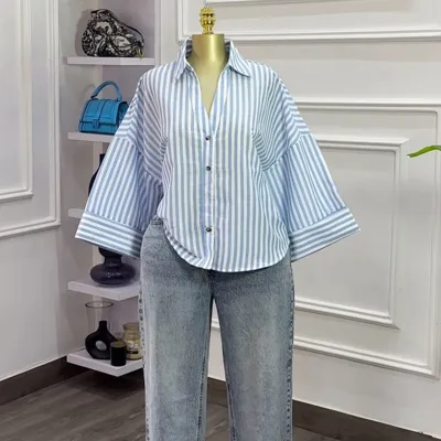 Women Fashion Casual Solid Color Lapel Long-Sleeve Loose Blouse
