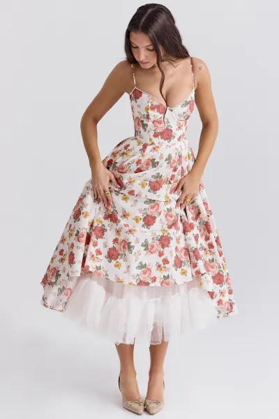 Women Fashion Sexy Elegant Mesh Stitching Fishbone Spaghetti Strap Loose Dress