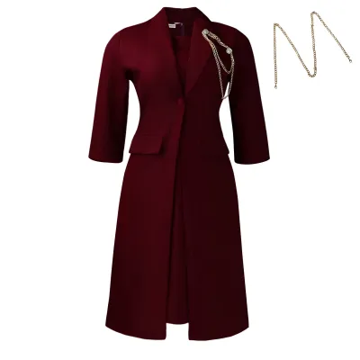 Women Fashion Elegant Solid Color Lapel Long-Sleeve Coat Slim Fit Mini Skirt African Two-Piece Set