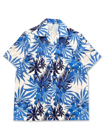 Men'S Fashion Casual Creative Cartoon Printed Lapel Short-Sleeve Shirt