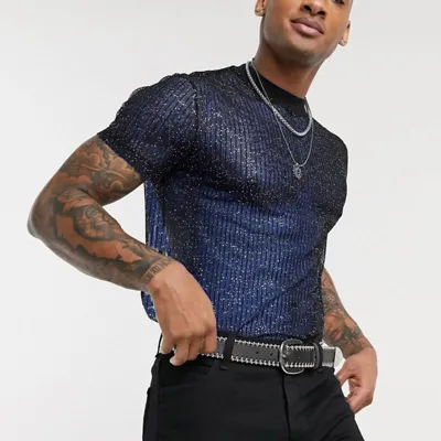 Men Fashion Solid Color Mesh Perspective Breathable Short-Sleeve Shirt