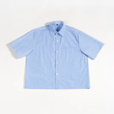 Men'S Fashion Casual Stripe Lapel Short-Sleeve Loose Shirt