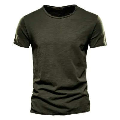 Men'S Fashion Casual Solid Color Cotton V-Neck Short-Sleeve T-Shirt