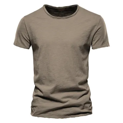 Men'S Fashion Casual Solid Color Cotton V-Neck Short-Sleeve T-Shirt