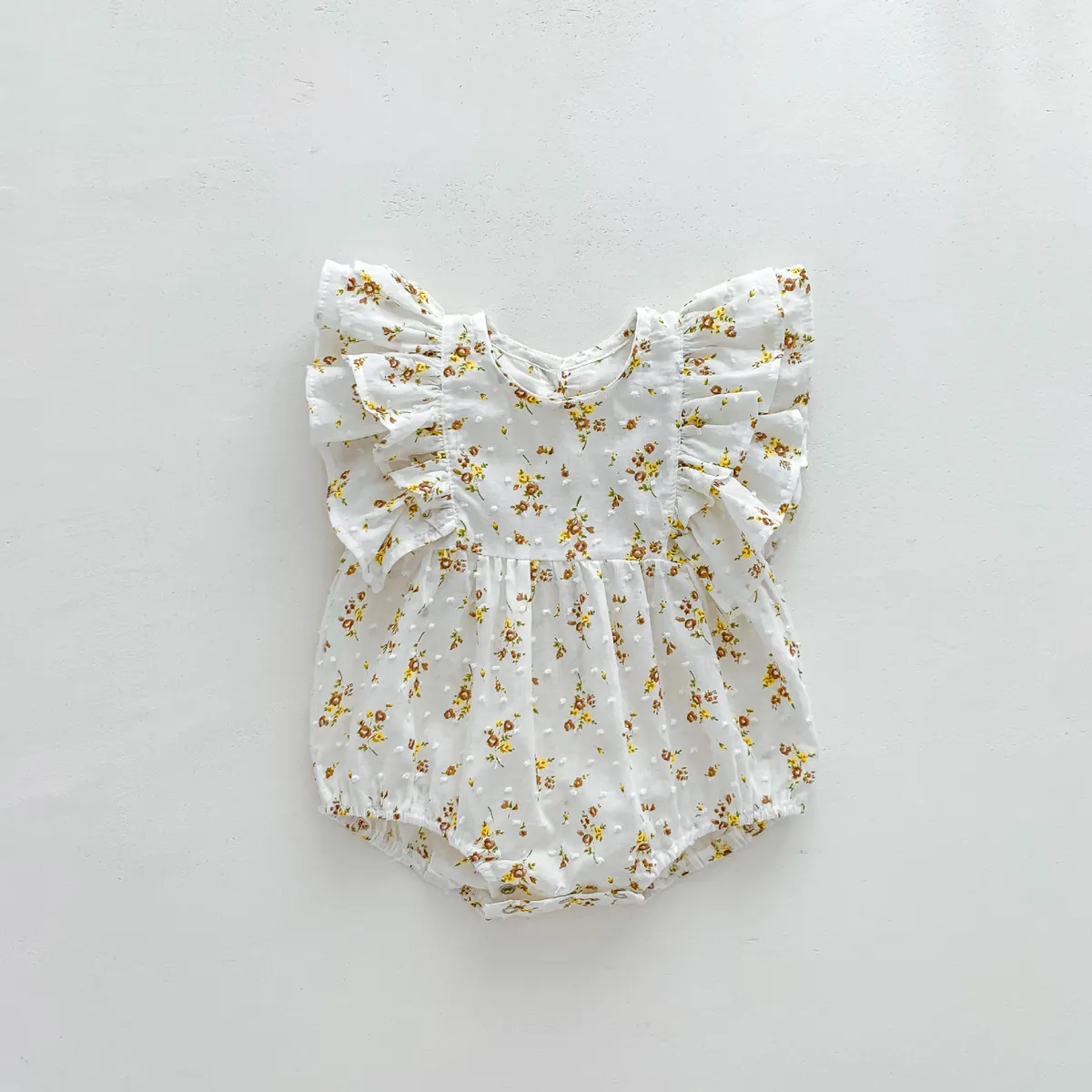 Kids Baby Girls Fashion Casual Flower Printed Flutter Sleeveless Rompers
