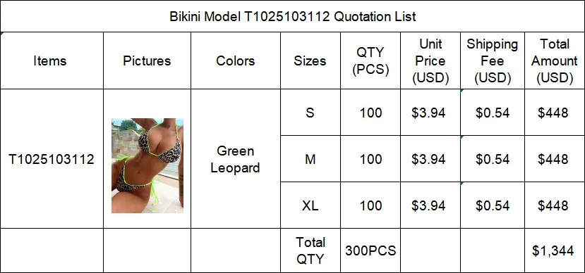 Separate Quotation Bikini Model T1025103112