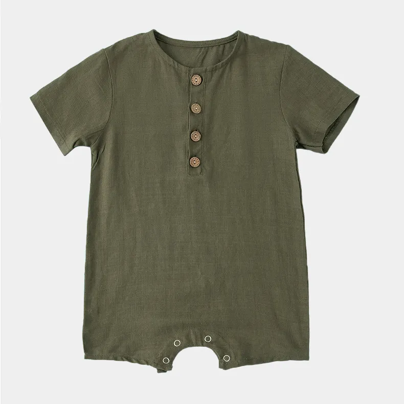 Kids Baby Boys Linen Sleeveless Rompers