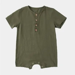 Kids Baby Boys Linen Sleeveless Rompers