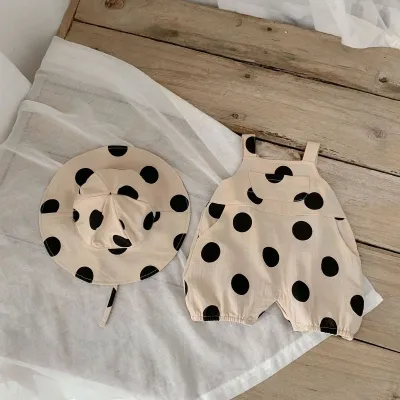 Kids Baby Boys And Girls Casual Dot Printed Strap Cotton Rompers Sleeveless 0-3T