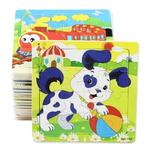 Kids Wooden 16 Pieces Puzzle Early Childhood Educational Toys
