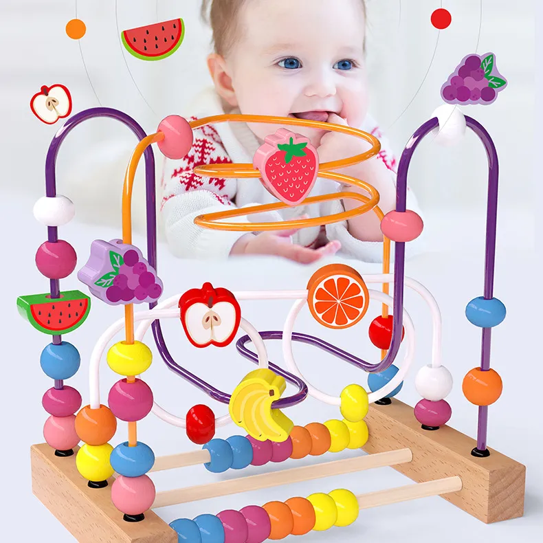 Kids Baby Wooden Beads Multifunctional Intelligence Brain Toys