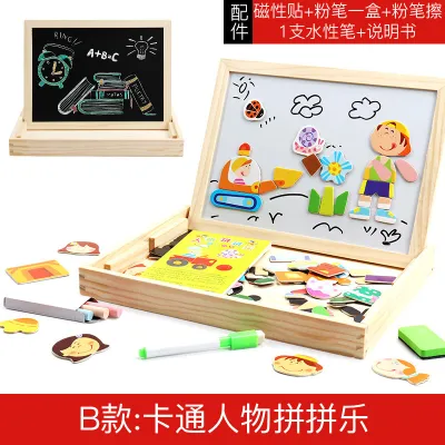 Kids Early Educational Puzzle Magnetic Stickers Wooden Toys