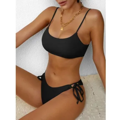 Women Fashion Sexy Simple Solid Color Bikini Swimsuit