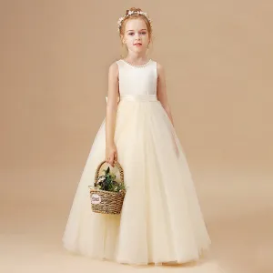 Kids Girl's Fashion Elegant Solid Color Sleeveless Backless Party Dress