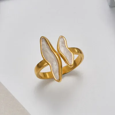 Women's Fashion Double-Layer Wave 304 Stainless Steel Ring