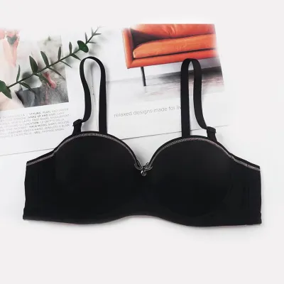 Women Fashion Sexy Solid Color Seamless Gathered Adjustable Bra