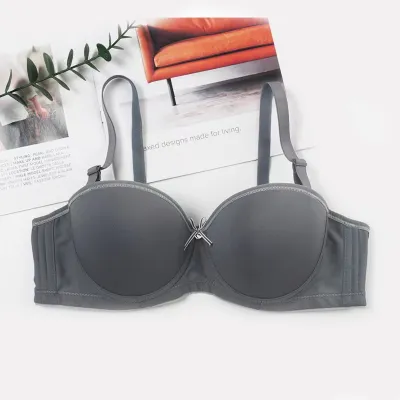Women Fashion Sexy Solid Color Seamless Gathered Adjustable Bra