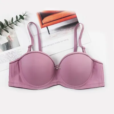 Women Fashion Sexy Solid Color Seamless Gathered Adjustable Bra