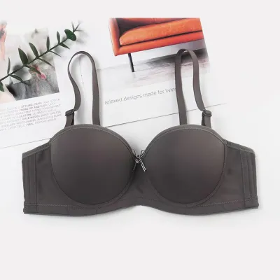 Women Fashion Sexy Solid Color Seamless Gathered Adjustable Bra