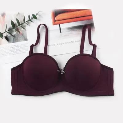 Women Fashion Sexy Solid Color Seamless Gathered Adjustable Bra