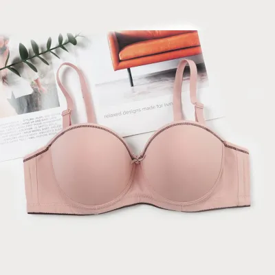 Women Fashion Sexy Solid Color Seamless Gathered Adjustable Bra