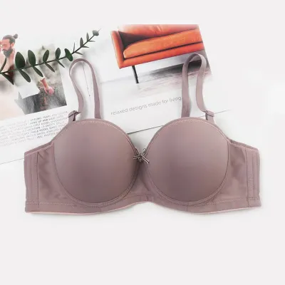 Women Fashion Sexy Solid Color Seamless Gathered Adjustable Bra