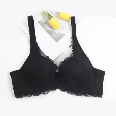 Women Fashion Sexy Solid Color Lace Non-Sponge Thin Adjustable Bra