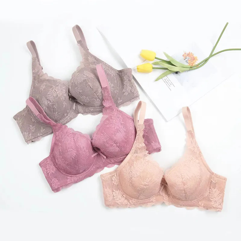 Women Fashion Sexy Solid Color Lace Non-Sponge Thin Adjustable Bra
