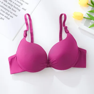 Women Fashion Sexy Solid Color Traceless With Steel Ring Adjustable Bra