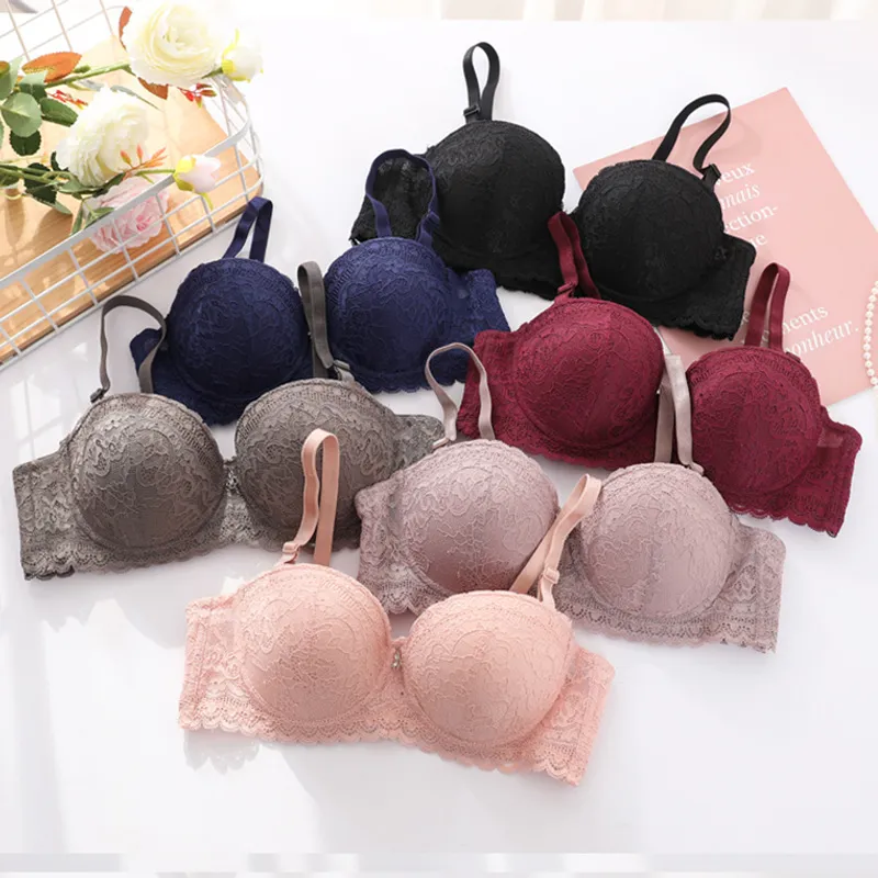 Women Fashion Sexy Solid Color Thin Lace Adjustable Bra