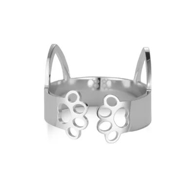 Women Fashion Cute Cat Paw 304 Stainless Steel Geometric Ring