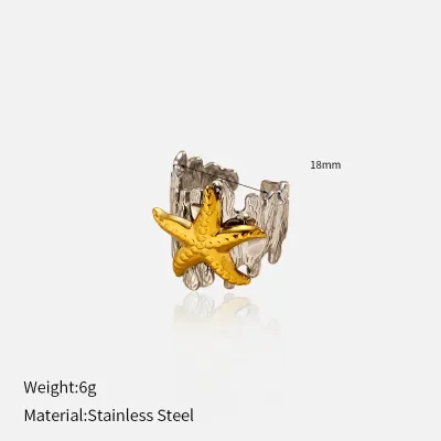Women Fashion Ocean Style Two-Color 304 Stainless Steel Ring