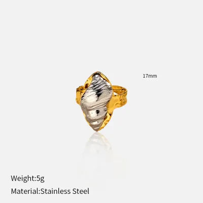 Women Fashion Ocean Style Two-Color 304 Stainless Steel Ring