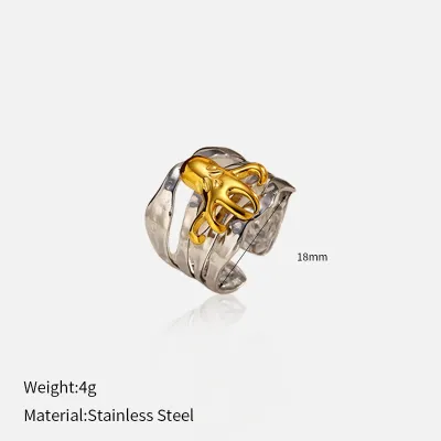 Women Fashion Ocean Style Two-Color 304 Stainless Steel Ring