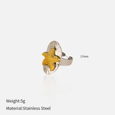 Women Fashion Ocean Style Two-Color 304 Stainless Steel Ring
