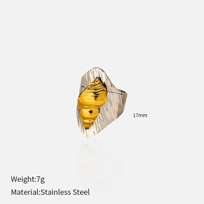 Women Fashion Ocean Style Two-Color 304 Stainless Steel Ring